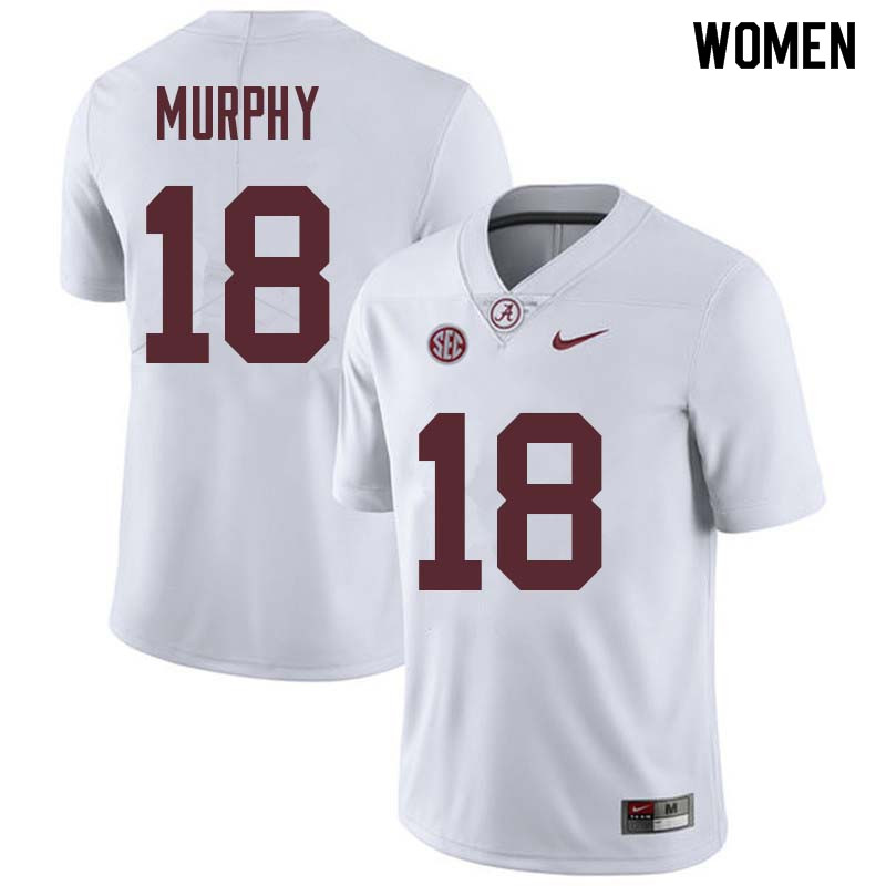 Women #18 Montana Murphy Alabama Crimson Tide College Football Jerseys Sale-White